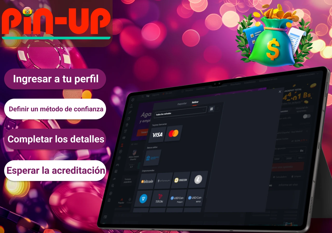 Pasos para retirar dinero en Pin-Up Bolivia de manera segura