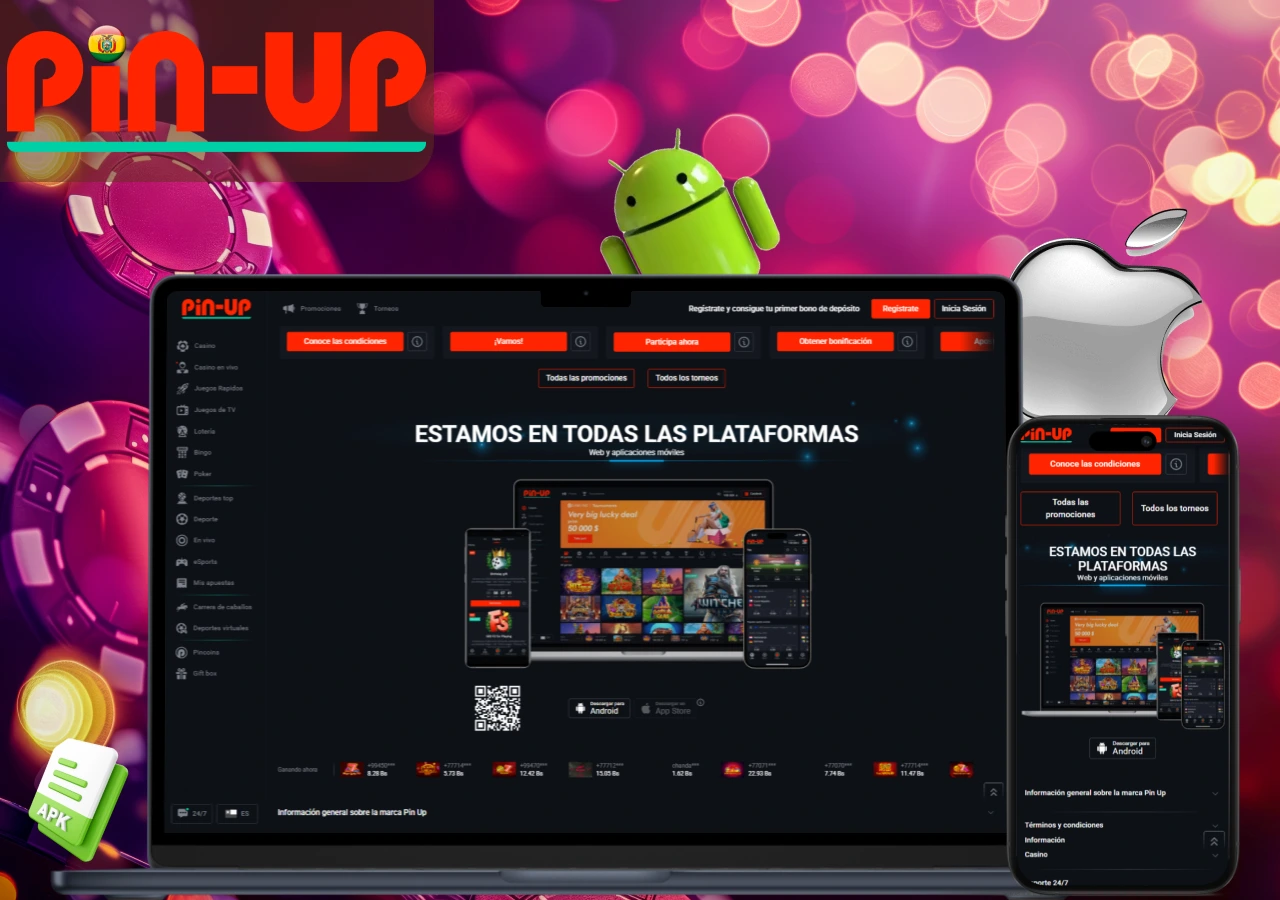 Pin-Up disponible en todas las plataformas: PC, Android e iOS